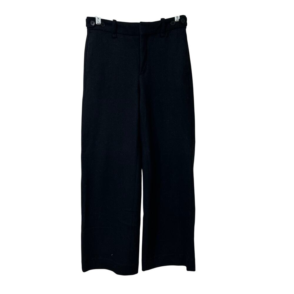 Banana Republic Womens Sz 6 Petite Black Wool High Rise Wide Leg Dress Pants